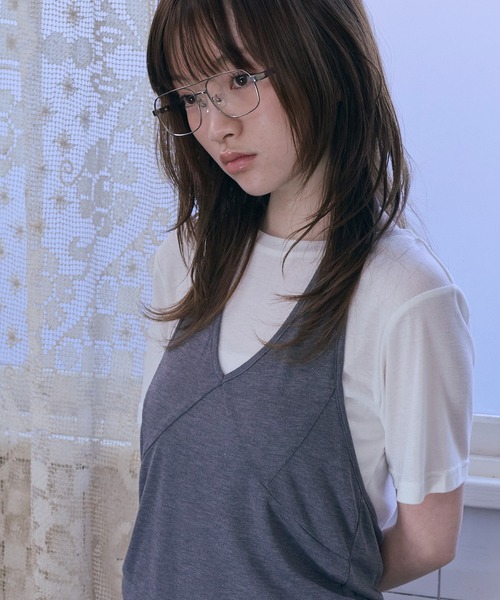 Unblend（アンブレンド）の「【Unblend】2セット レイヤード シアー ホルターネックタンクトップ/シアー半袖Tシャツ（Tシャツ/カットソー・レディース・チャコール/杢グレー/オフホワイト/ブラック/ライトブルー・FREE）」の20枚目の写真