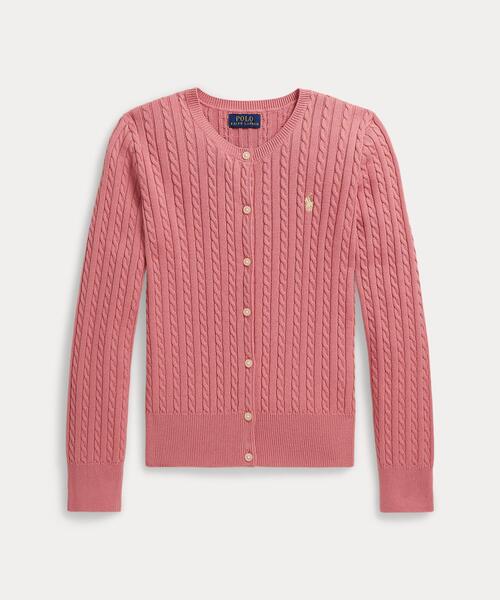POLO RALPH LAUREN CHILDRENSWEAR(ポロ ラルフ ローレン チルドレンズウェア)の「ミニケーブル コットン カーディガン(カーディガン/ボレロ・キッズ・ピンク・L/M/XL)」の2枚目の写真