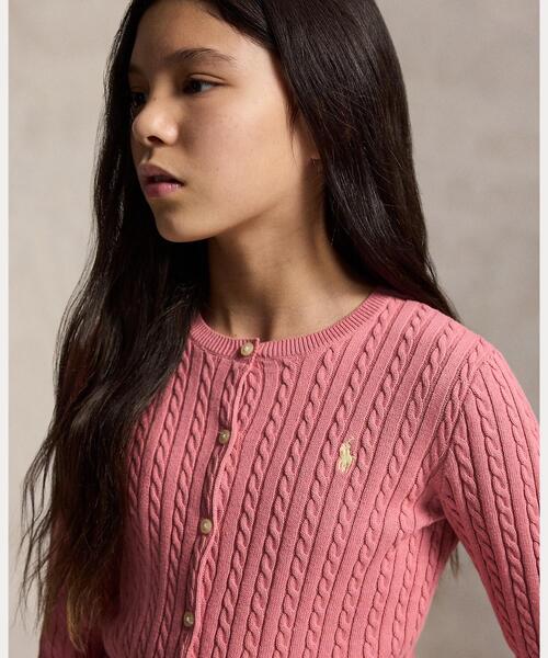 POLO RALPH LAUREN CHILDRENSWEAR(ポロ ラルフ ローレン チルドレンズウェア)の「ミニケーブル コットン カーディガン(カーディガン/ボレロ・キッズ・ピンク・L/M/XL)」の5枚目の写真