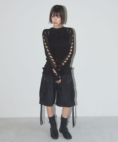 FANCY CLUB(ファンシークラブ)の「ツーウェイダメージニットロングスリーブ (ブラック) F25QB089(ニット/セーター・レディース・ブラック・FREE)」の3枚目の写真