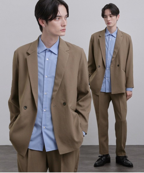 tk.TAKEO KIKUCHI（ティーケータケオキクチ）の「【上下2点セット ジャケット＆パンツ】ダブルセットアップ（セットアップ・メンズ・ブラウン系その他/ダークグリーン/ブラック・03/02/01）」の2枚目の写真