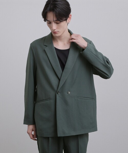 tk.TAKEO KIKUCHI（ティーケータケオキクチ）の「【上下2点セット ジャケット＆パンツ】ダブルセットアップ（セットアップ・メンズ・ブラウン系その他/ダークグリーン/ブラック・03/02/01）」の4枚目の写真