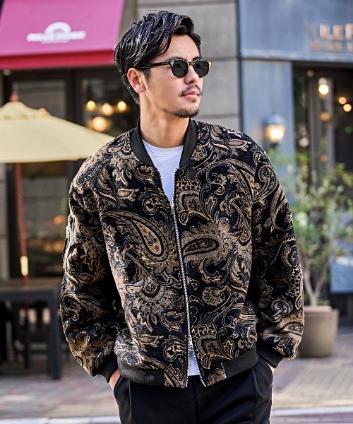 CavariA（キャバリア）の「『CavariA/キャバリア』ゴブランMA-1 JKT（MA-1・メンズ・ベージュ/ブラック・L/M）」の3枚目の写真