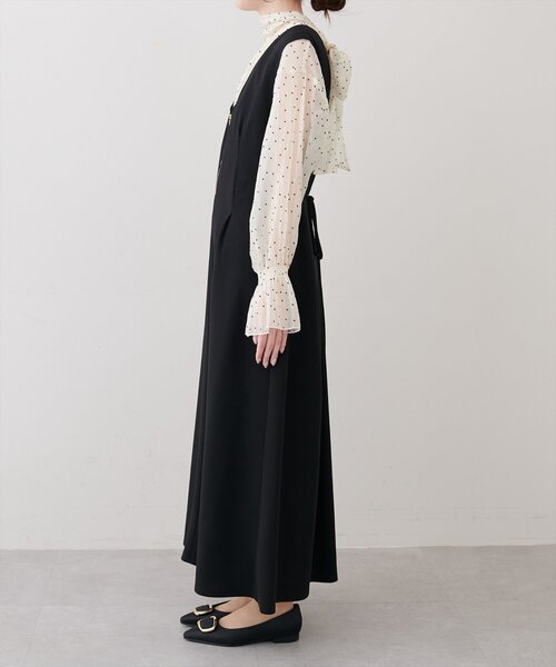 natural couture(ナチュラルクチュール)の「ストレッチタック入りジャンスカ(ワンピース・レディース・オフホワイト/ブラック/ネイビー・FREE)」の15枚目の写真