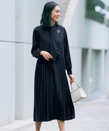 IEDIT（イディット）の「ＩＥＤＩＴ　ブローチ＆ボウタイで印象チェンジがかなう　上品伸びやかな万能ワンピース〈ブラック〉（ワンピース）」