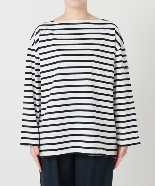 La TOTALITE（ラトータリテ）の「【洗える】LE MINOR/ルミノア 別注ボーダープルオーバー（Tシャツ/カットソー・レディース・ブラック/パープル/サックスブルー/ピンク・FREE）」の5枚目の写真