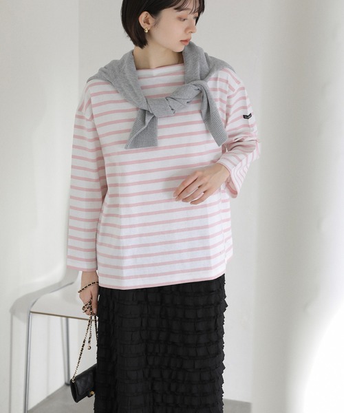 La TOTALITE（ラトータリテ）の「【洗える】LE MINOR/ルミノア 別注ボーダープルオーバー（Tシャツ/カットソー・レディース・ブラック/パープル/サックスブルー/ピンク・FREE）」の13枚目の写真