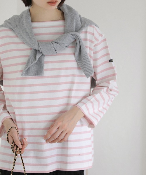 La TOTALITE（ラトータリテ）の「【洗える】LE MINOR/ルミノア 別注ボーダープルオーバー（Tシャツ/カットソー・レディース・ブラック/パープル/サックスブルー/ピンク・FREE）」の14枚目の写真