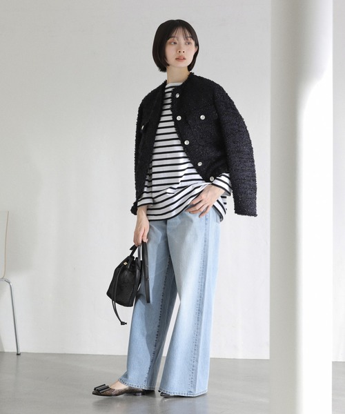 La TOTALITE（ラトータリテ）の「【洗える】LE MINOR/ルミノア 別注ボーダープルオーバー（Tシャツ/カットソー・レディース・ブラック/パープル/サックスブルー/ピンク・FREE）」の15枚目の写真