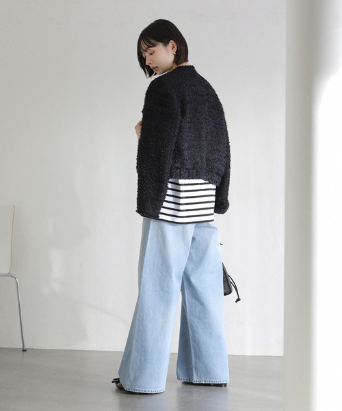 La TOTALITE（ラトータリテ）の「【洗える】LE MINOR/ルミノア 別注ボーダープルオーバー（Tシャツ/カットソー・レディース・ブラック/パープル/サックスブルー/ピンク・FREE）」の16枚目の写真