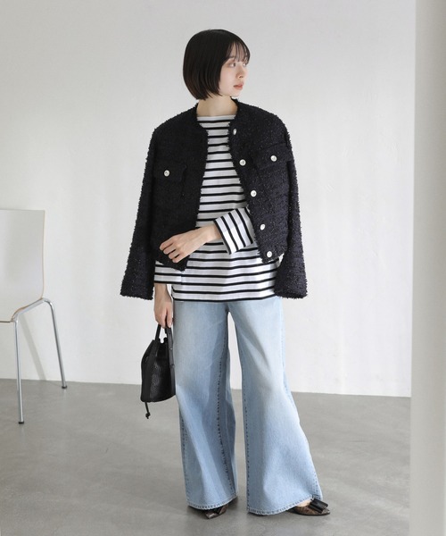 La TOTALITE（ラトータリテ）の「【洗える】LE MINOR/ルミノア 別注ボーダープルオーバー（Tシャツ/カットソー・レディース・ブラック/パープル/サックスブルー/ピンク・FREE）」の10枚目の写真