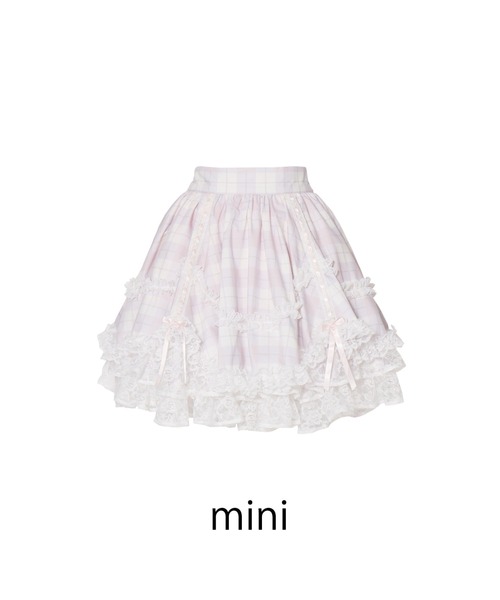 mellfy memory(メルフィーメモリー)の「Sweet check love lace skirt(スカート・レディース・ピンク・Sサイズ/mini/Sサイズ/long/Mサイズ/mini/Mサイズ/long)」の1枚目の写真