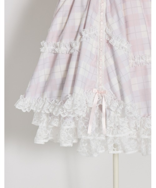 mellfy memory(メルフィーメモリー)の「Sweet check love lace skirt(スカート・レディース・ピンク・Sサイズ/mini/Sサイズ/long/Mサイズ/mini/Mサイズ/long)」の5枚目の写真