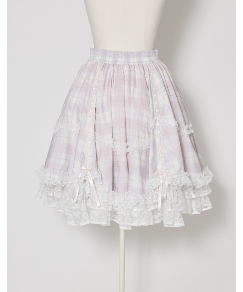 mellfy memory(メルフィーメモリー)の「Sweet check love lace skirt(スカート・レディース・ピンク・Sサイズ/mini/Sサイズ/long/Mサイズ/mini/Mサイズ/long)」の15枚目の写真