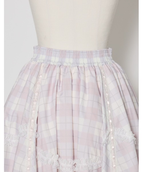 mellfy memory(メルフィーメモリー)の「Sweet check love lace skirt(スカート・レディース・ピンク・Sサイズ/mini/Sサイズ/long/Mサイズ/mini/Mサイズ/long)」の6枚目の写真