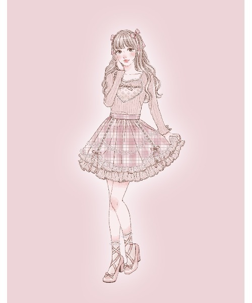 mellfy memory(メルフィーメモリー)の「Sweet check love lace skirt(スカート・レディース・ピンク・Sサイズ/mini/Sサイズ/long/Mサイズ/mini/Mサイズ/long)」の2枚目の写真