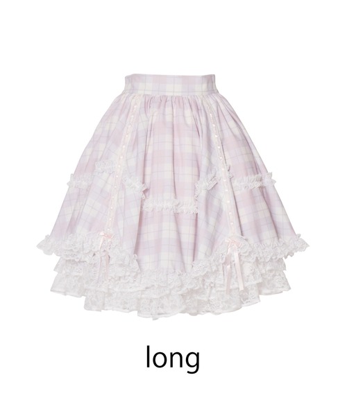 mellfy memory(メルフィーメモリー)の「Sweet check love lace skirt(スカート・レディース・ピンク・Sサイズ/mini/Sサイズ/long/Mサイズ/mini/Mサイズ/long)」の3枚目の写真