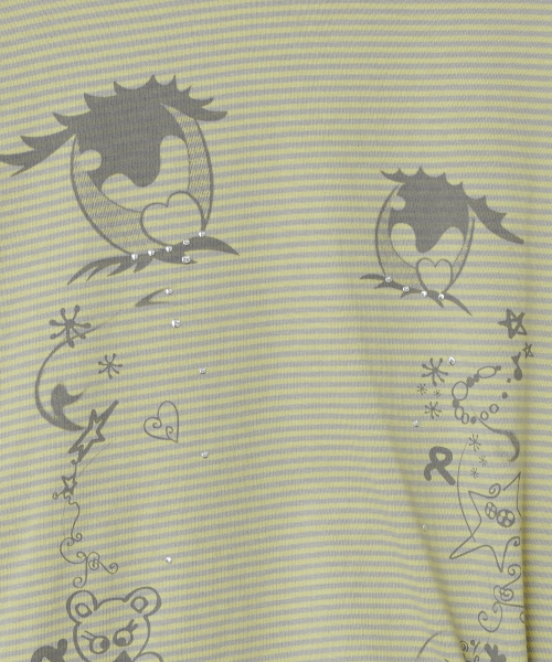 TYPESERVICE（タイプサービス）の「Cry Eyes Ruched Stripe Top [Green]（Tシャツ/カットソー・レディース・その他・FREE）」の4枚目の写真