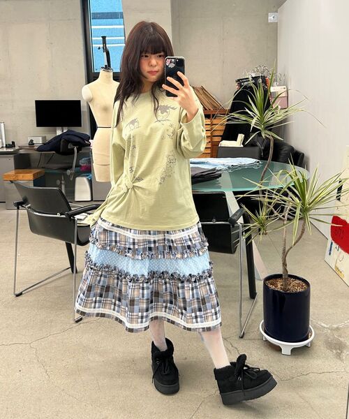 TYPESERVICE（タイプサービス）の「Cry Eyes Ruched Stripe Top [Green]（Tシャツ/カットソー・レディース・その他・FREE）」の9枚目の写真