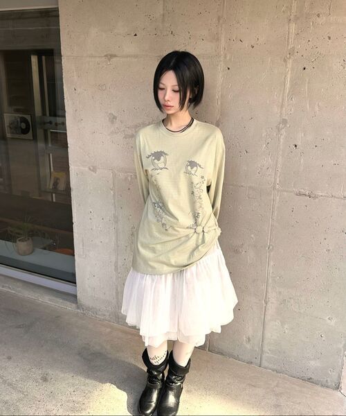 TYPESERVICE（タイプサービス）の「Cry Eyes Ruched Stripe Top [Green]（Tシャツ/カットソー・レディース・その他・FREE）」の11枚目の写真