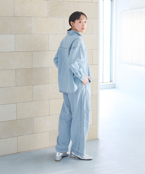 CROSS FUNCTION（クロスファンクション）の「《撥水》FRESH DENIM ドロストデニムワイドパンツ【CROSS FUNCTION/クロスファンクション】（デニムパンツ・レディース・インディゴブルー/サックスブルー・LL/L/M）」の22枚目の写真