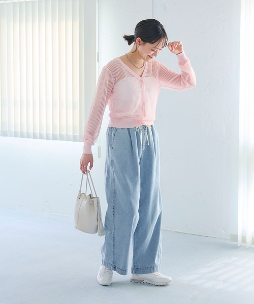 CROSS FUNCTION(クロスファンクション)の「《撥水》FRESH DENIM ドロストデニムワイドパンツ【CROSS FUNCTION/クロスファンクション】(デニムパンツ・レディース・インディゴブルー/サックスブルー・LL/L/M)」の9枚目の写真