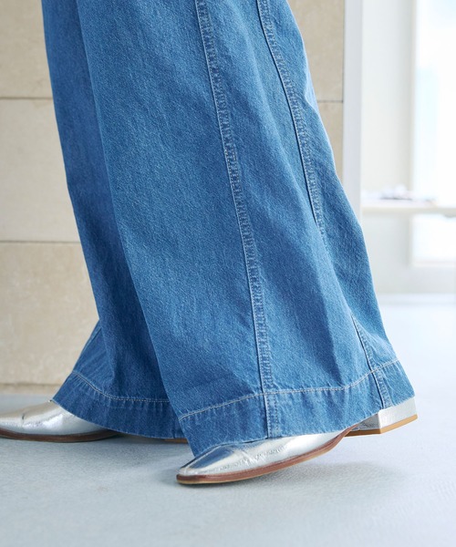 CROSS FUNCTION(クロスファンクション)の「《撥水》FRESH DENIM ドロストデニムワイドパンツ【CROSS FUNCTION/クロスファンクション】(デニムパンツ・レディース・インディゴブルー/サックスブルー・LL/L/M)」の14枚目の写真