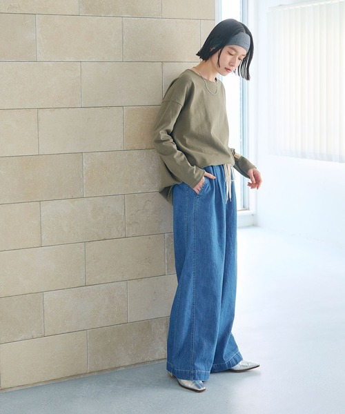 CROSS FUNCTION（クロスファンクション）の「《撥水》FRESH DENIM ドロストデニムワイドパンツ【CROSS FUNCTION/クロスファンクション】（デニムパンツ・レディース・インディゴブルー/サックスブルー・LL/L/M）」の7枚目の写真