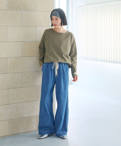 CROSS FUNCTION（クロスファンクション）の「《撥水》FRESH DENIM ドロストデニムワイドパンツ【CROSS FUNCTION/クロスファンクション】（デニムパンツ・レディース・インディゴブルー/サックスブルー・LL/L/M）」の5枚目の写真