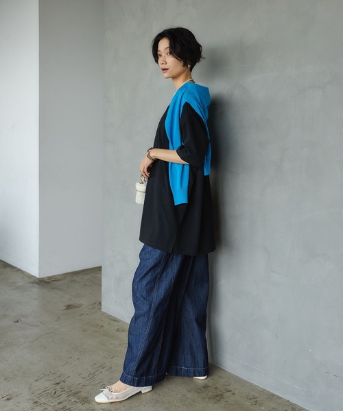 CROSS FUNCTION(クロスファンクション)の「《撥水》FRESH DENIM ドロストデニムワイドパンツ【CROSS FUNCTION/クロスファンクション】(デニムパンツ・レディース・インディゴブルー/サックスブルー・LL/L/M)」の20枚目の写真
