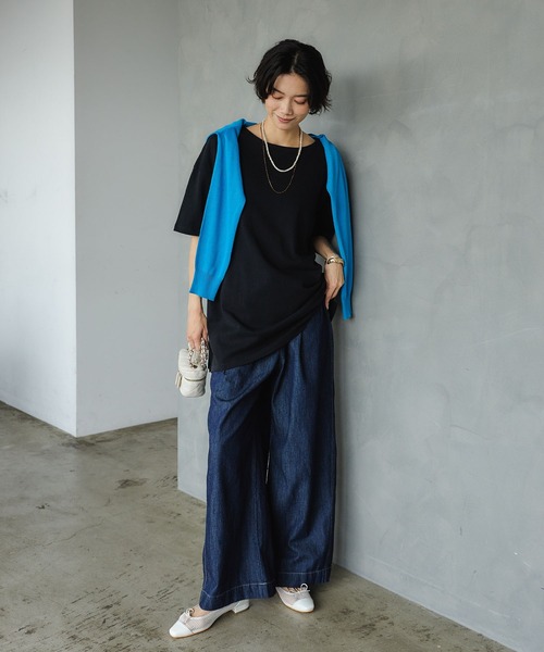 CROSS FUNCTION(クロスファンクション)の「《撥水》FRESH DENIM ドロストデニムワイドパンツ【CROSS FUNCTION/クロスファンクション】(デニムパンツ・レディース・インディゴブルー/サックスブルー・LL/L/M)」の19枚目の写真