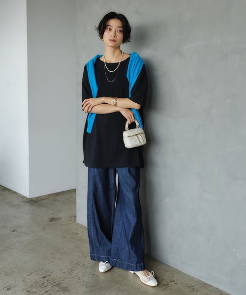 CROSS FUNCTION(クロスファンクション)の「《撥水》FRESH DENIM ドロストデニムワイドパンツ【CROSS FUNCTION/クロスファンクション】(デニムパンツ・レディース・インディゴブルー/サックスブルー・LL/L/M)」の17枚目の写真