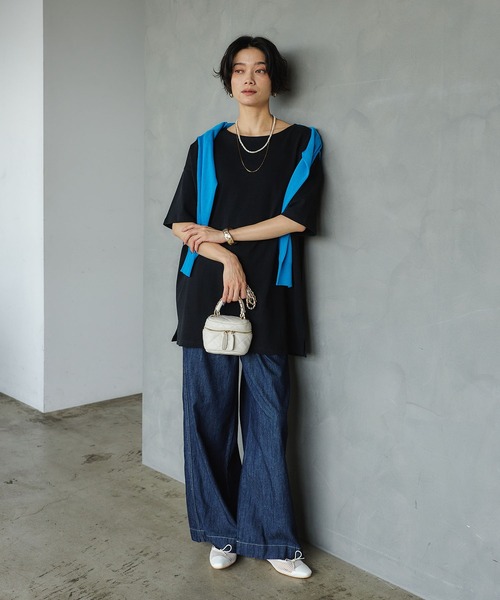 CROSS FUNCTION(クロスファンクション)の「《撥水》FRESH DENIM ドロストデニムワイドパンツ【CROSS FUNCTION/クロスファンクション】(デニムパンツ・レディース・インディゴブルー/サックスブルー・LL/L/M)」の18枚目の写真