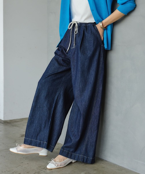CROSS FUNCTION(クロスファンクション)の「《撥水》FRESH DENIM ドロストデニムワイドパンツ【CROSS FUNCTION/クロスファンクション】(デニムパンツ・レディース・インディゴブルー/サックスブルー・LL/L/M)」の21枚目の写真