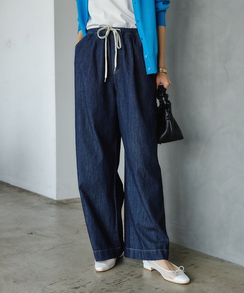 CROSS FUNCTION(クロスファンクション)の「《撥水》FRESH DENIM ドロストデニムワイドパンツ【CROSS FUNCTION/クロスファンクション】(デニムパンツ・レディース・インディゴブルー/サックスブルー・LL/L/M)」の22枚目の写真