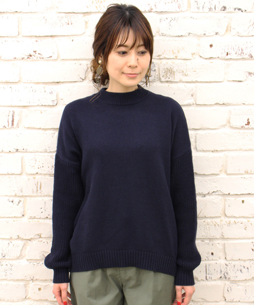 CIAOPANIC（チャオパニック）の「【Ciaopanic】ビッグスリーブニットプルオーバー（ニット/セーター・レディース・ホワイト/ネイビー/オレンジ・FREE）」の2枚目の写真