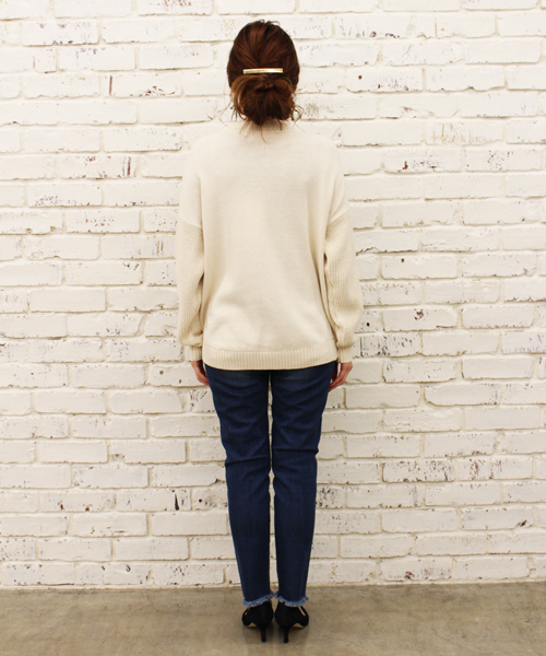 CIAOPANIC（チャオパニック）の「【Ciaopanic】ビッグスリーブニットプルオーバー（ニット/セーター・レディース・ホワイト/ネイビー/オレンジ・FREE）」の8枚目の写真