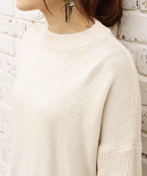 CIAOPANIC（チャオパニック）の「【Ciaopanic】ビッグスリーブニットプルオーバー（ニット/セーター・レディース・ホワイト/ネイビー/オレンジ・FREE）」の9枚目の写真