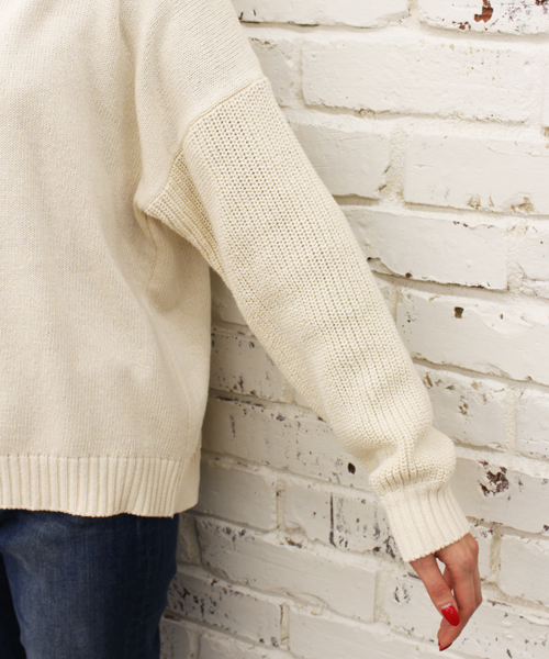 CIAOPANIC（チャオパニック）の「【Ciaopanic】ビッグスリーブニットプルオーバー（ニット/セーター・レディース・ホワイト/ネイビー/オレンジ・FREE）」の10枚目の写真