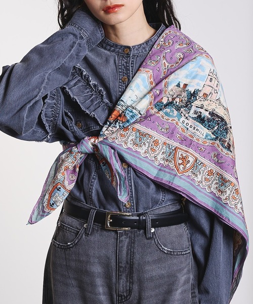 BINDU（ビンドゥー）の「(BINDU)Cotton Voile Wight Map Scarf（バンダナ/スカーフ・レディース・ネイビー/ライトパープル・ONE SIZE）」の2枚目の写真