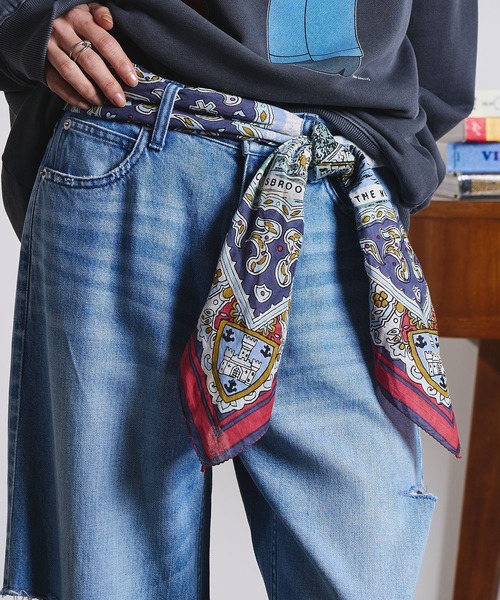 BINDU（ビンドゥー）の「(BINDU)Cotton Voile Wight Map Scarf（バンダナ/スカーフ・レディース・ネイビー/ライトパープル・ONE SIZE）」の3枚目の写真