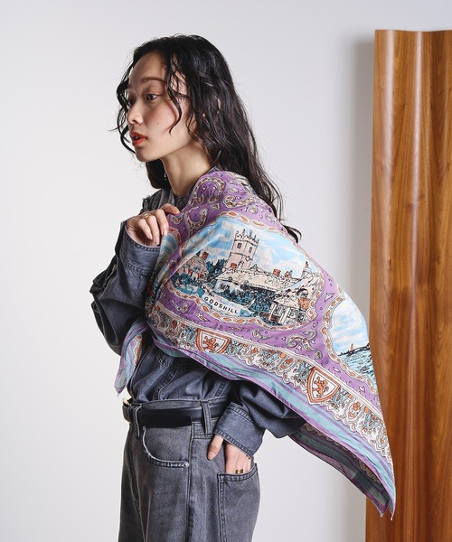 BINDU（ビンドゥー）の「(BINDU)Cotton Voile Wight Map Scarf（バンダナ/スカーフ・レディース・ネイビー/ライトパープル・ONE SIZE）」の5枚目の写真