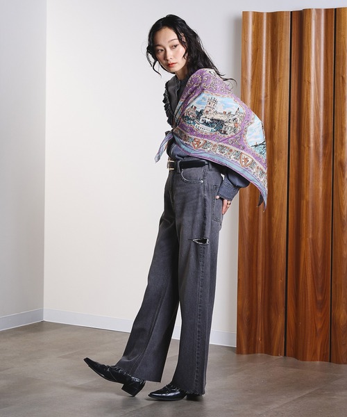 BINDU（ビンドゥー）の「(BINDU)Cotton Voile Wight Map Scarf（バンダナ/スカーフ・レディース・ネイビー/ライトパープル・ONE SIZE）」の6枚目の写真