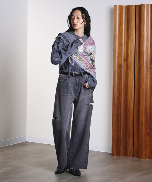 BINDU（ビンドゥー）の「(BINDU)Cotton Voile Wight Map Scarf（バンダナ/スカーフ・レディース・ネイビー/ライトパープル・ONE SIZE）」の7枚目の写真