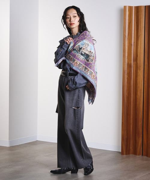 BINDU（ビンドゥー）の「(BINDU)Cotton Voile Wight Map Scarf（バンダナ/スカーフ・レディース・ネイビー/ライトパープル・ONE SIZE）」の8枚目の写真