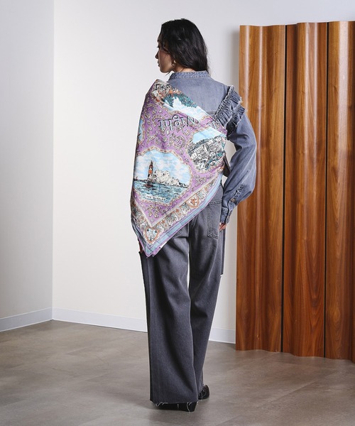 BINDU（ビンドゥー）の「(BINDU)Cotton Voile Wight Map Scarf（バンダナ/スカーフ・レディース・ネイビー/ライトパープル・ONE SIZE）」の10枚目の写真