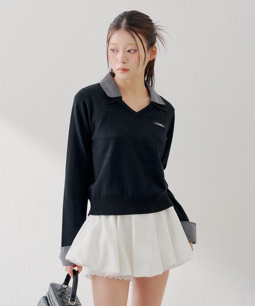 Chico(チコ)の「シャツレイヤードVネックニット(ニット/セーター・レディース・ブラック/グレー/アイボリー/ピンク・FREE)」の8枚目の写真