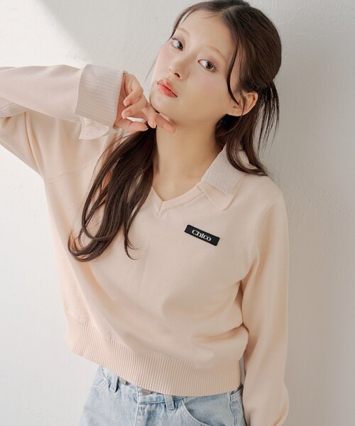 Chico(チコ)の「シャツレイヤードVネックニット(ニット/セーター・レディース・ブラック/グレー/アイボリー/ピンク・FREE)」の16枚目の写真