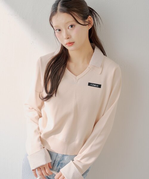 Chico(チコ)の「シャツレイヤードVネックニット(ニット/セーター・レディース・ブラック/グレー/アイボリー/ピンク・FREE)」の17枚目の写真