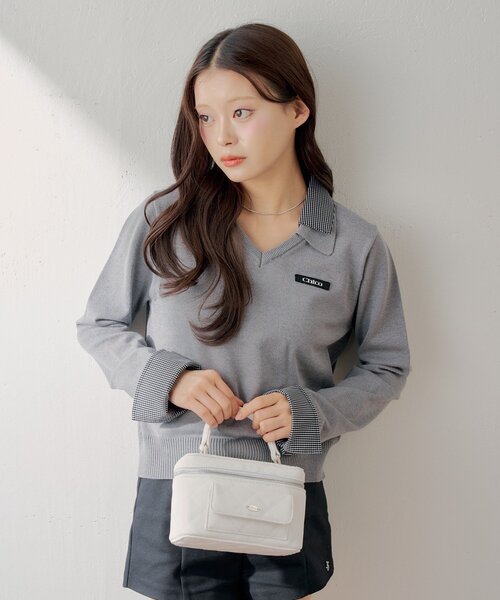 Chico(チコ)の「シャツレイヤードVネックニット(ニット/セーター・レディース・ブラック/グレー/アイボリー/ピンク・FREE)」の18枚目の写真